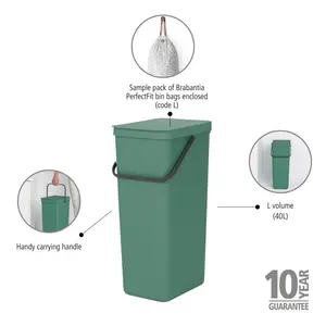 Brabantia Sort and Go 40 Litre Rubbish Bin Fir Green