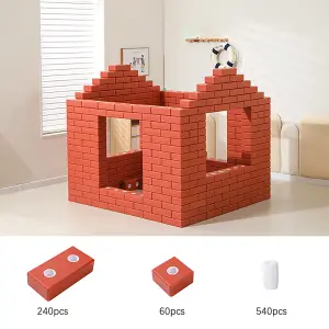 Stacking Building Blocks Toy for Kids ,50-Piece Set-Red