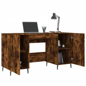 Berkfield Desk Smoked Oak 140x50x75 cm Engineered Wood