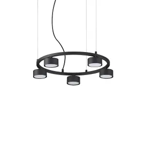 Luminosa Minor Indoor 5 Lights Circular Ceiling Pendant Lamp Black