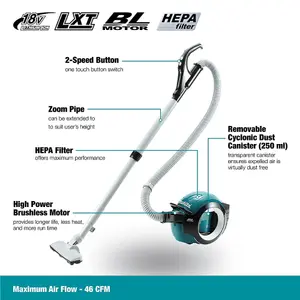 Makita DCL501Z 18V Li-Ion LXT Brushless Cyclone Vacuum Cleaner Bare HEPA Filter