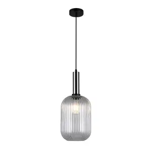 Luminosa Modern Hanging Pendant Satin Nickel 1 Light  with Clear Shade, E27