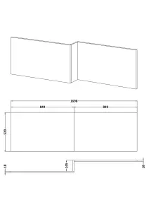 1700mm Edge/Power L Shape Square Front Bath Panel - Matt Midnight Blue