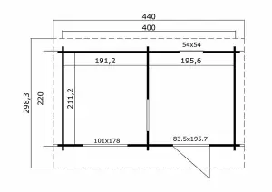 Lasita Sundborn Garden Room Office - 4m x 2.2m - Pent Log Cabin with Double Glazing