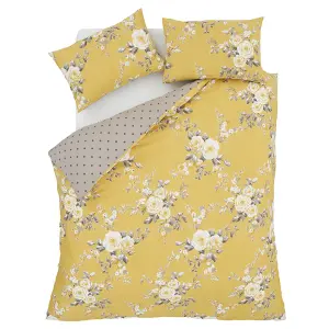 Catherine Lansfield Bedding Canterbury Floral Duvet Cover Set with Pillowcases Ochre