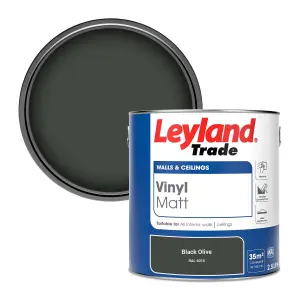 Leyland Trade Vinyl Matt Walls & Ceilings Emulsion Paint Black Olive (RAL 6015) 2.5L