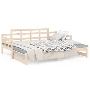 Berkfield Pull-out Day Bed Solid Wood Pine 2x(80x200) cm