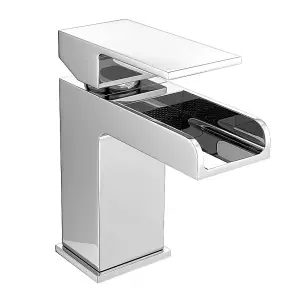 Nes Home Ozone Square Waterfall Bathroom Basin Sink Mono Mixer Chrome Tap with waste