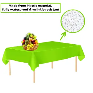 Apple Green Plastic Table Cover, Disposable Wipe Clean Waterproof Tablecloth - 54"x108"