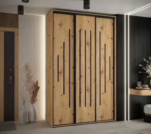 Cannes XII Sliding Door Wardrobe W150cm - Elegant Oak Artisan Storage Solution