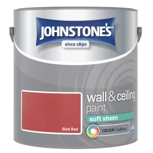 Johnstone's Wall & Ceiling Rich Red Soft Sheen Paint - 2.5L