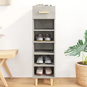 Berkfield Shoe Cabinet Concrete Grey 30x35x105 cm Engineered Wood