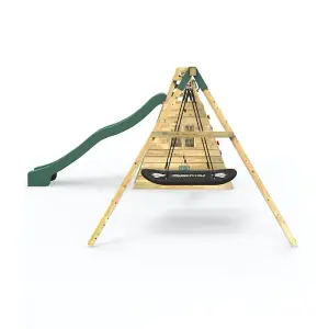 Rebo Wooden Pyramid Activity Frame with Swings and 10ft Water Slide - Rainbow