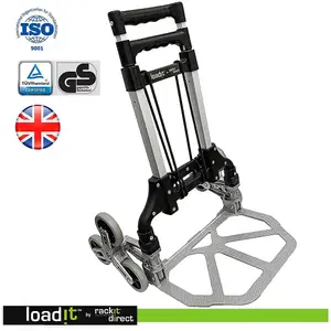 LoadIt 70KG Stair Climber Folding Trolley Sack Truck Barrow, Hand Truck, Bungee Cord, 6 Rubber Wheels ISO & TUV GS Certified.