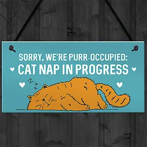 Red Ocean Cat Signs For Home PURR OCCUPIED Hanging Wall Door Sign Funny Cat Sign Funny Cat Gift Pet Gift Birthday Gift