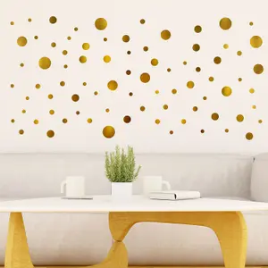 Walplus Combo Kids Gold Metallic Polka Dots Wall Sticker - 4 packs PVC