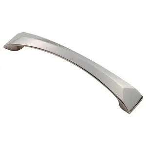 Chiselled Cabinet Pull Handle 128mm Fixing Centres 145 x 25mm Satin Nickel