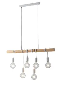 Luminosa Arizona Bar Ceiling Pendant, Pine, White, E27