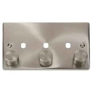 Click Scolmore Unfurnished Dimmer Plate and Knob 3 Gang Satin Chrome - VPSC153PL