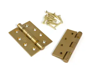 From The Anvil Satin Brass 4" Ball Bearing Butt Hinge (Pair) ss