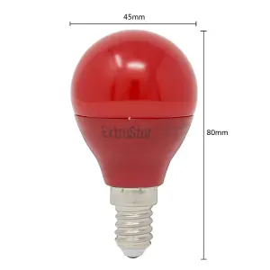 Extrastar 4W Red LED Golf Ball Modern Coloured Light Bulb E14