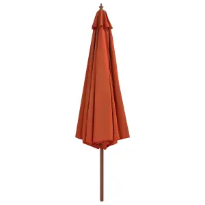 Berkfield Outdoor Parasol with Wooden Pole 350 cm Terracotta