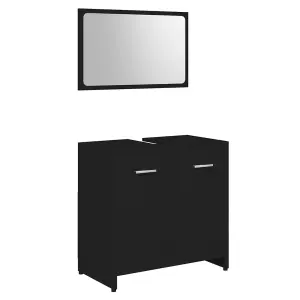 Berkfield 4 Piece Bathroom Furniture Set Black Engineered Wood