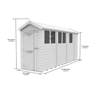 DIY Sheds 4x13 Apex Shed - Single Door Without Windows