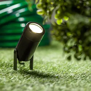 CGC Black GU10 Ground Spot Light Spike or Surface Mount IP44 Weatherproof Polycarbonate Garden Outside Outdoor Path Tree Lamp