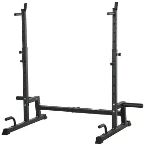 HOMCOM Multifunction Barbell Squat Rack Adjustable Height Weight Lifting