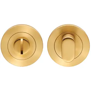 Round Thumbturn Lock and Release With Indicator Satin Brass PVD