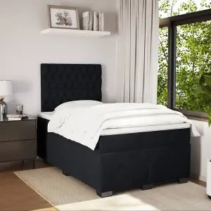 Berkfield Box Spring Bed with Mattress Black 120x200 cm Velvet