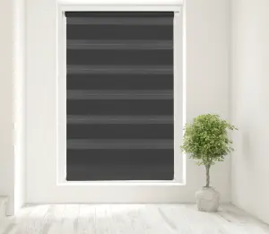 Caecus Blinds Day & Night Zebra Roller Blind BLACK 120cm  x 160cm