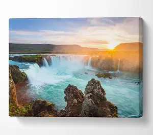 Waterfalls Emptied Into The Sea Canvas Print Wall Art - Medium 20 x 32 Inches