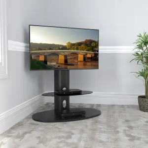 AVF Affinity Chepstow 93cm Oval Pedestal TV Stand - Black