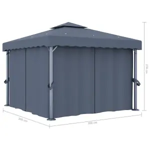 Berkfield Gazebo with Curtain 3x3 m Anthracite Aluminium