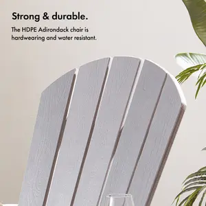 VonHaus Set of 2 Grey Adirondack Chair, Waterproof HDPE Slatted Style Garden Chairs