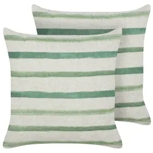 Set of 2 Cushions KAFRA 45 x 45 cm Striped Green