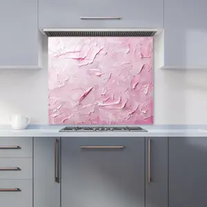 Baby Pink Textured Effect Premium Glass Kitchen Splashback W900mm x H650mm