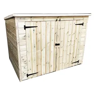 8 x 4 Pressure Treated T&G Wooden Garden Bike Store / Shed + Double Doors (8' x 4' / 8ft x 4ft) (8x4)