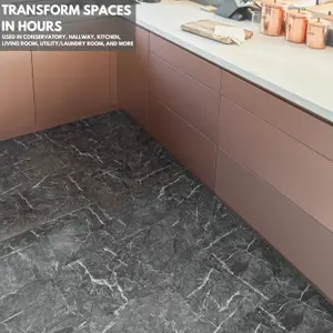 Self-Adhesive Vinyl Floor Tiles - 10 Pack for 10 ft² (0.9 m²) Coverage - Peel & Stick Vinyl Floor Tiles - Luxe Marble Effect