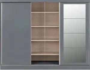 Cascio 3 Door Sliding Wardrobe Zipcode Design Finish: Grey