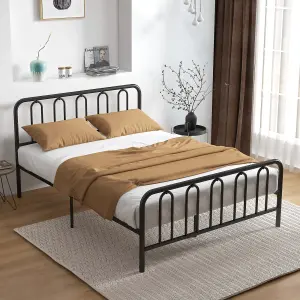 Costway King Size Metal Bed Frame w/ Headboard Platform Bed w/ Metal Slats Support