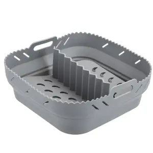 Air Fryer Square Divider Liner Silicone Reusable Non Stick Liner Grey