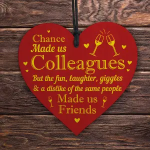 Red Ocean Chance Made Us Colleagues Wooden Hanging Heart Gift For Colleagues Co Worker Friendship Gifts