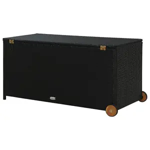 Berkfield Garden Storage Box Black 120x65x61 cm Poly Rattan