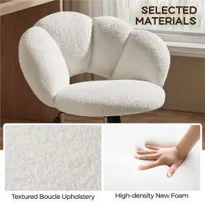 Yaheetech Upholstered Desk Chair with Cloud Shaped Backrest - White