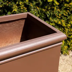 Primose Matte Fibrecotta Debossed Tall Cube Planter In Brown 43cm