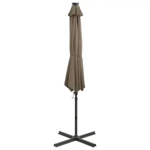 Berkfield Cantilever Umbrella with Pole and LED Lights Taupe 300 cm