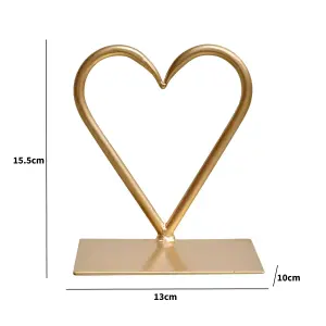 Melody Maison Gold Love Heart Shaped Candle Holder Stand - 15.5cm